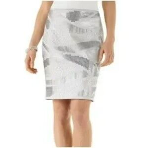 White House Black Market WHBM Sequin Silver Mini Skirt Size 2 Womens